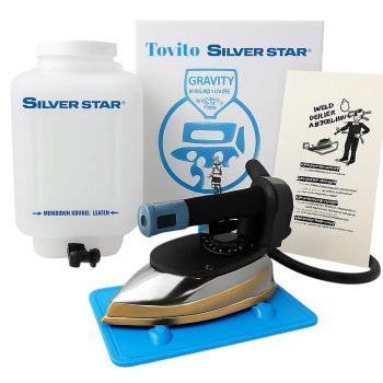 Silverstar ES300 Industrial Gravity Steam Iron – 1200W, 220V, Big Base, 4.2L Bottle, Anti-Shine Teflon Shoe