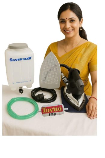 Silverstar ES300 Industrial Gravity Steam Iron – 1200W, 220V, Big Base, 4.2L Bottle, Anti-Shine Teflon Shoe with filer
