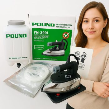 original pro base Pouno iron Es300L with Japanese technology 1600w 220v Big Base And Big Bottle Gravity Feed Iron With 4Ltr Bottle, Anti Shine Teflon Shoe